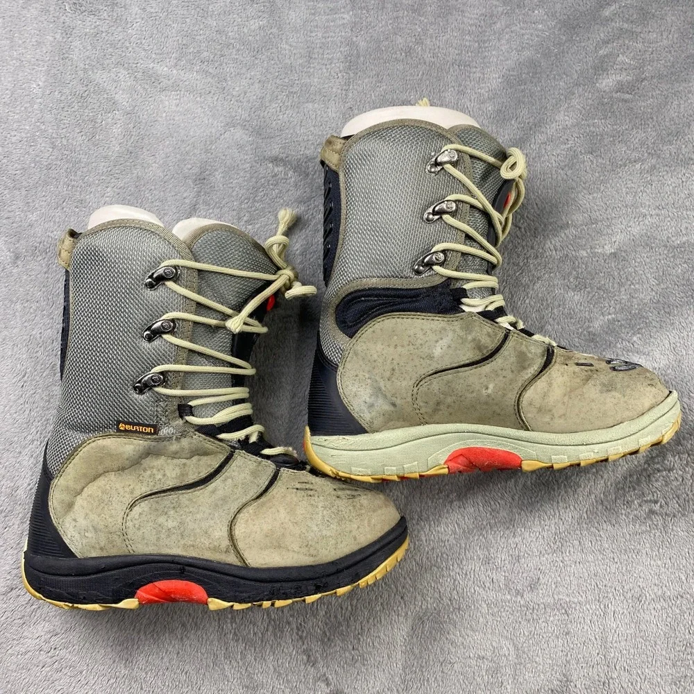 Burton Snowboard Boots Mens 7 Zone Olive Green Tan‎ Black Lace Up Vintage